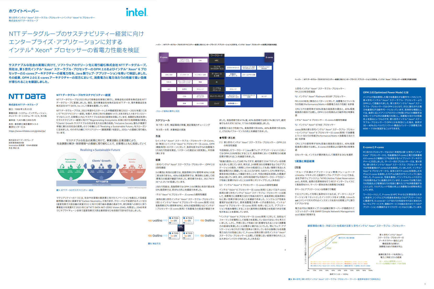 NTT データグループのサステナビリティー経営に向け エンタープライズ・アプリケーションに対する インテル<sup>®</sup> Xeon<sup>®</sup> プロセッサーの省電力性能を検証